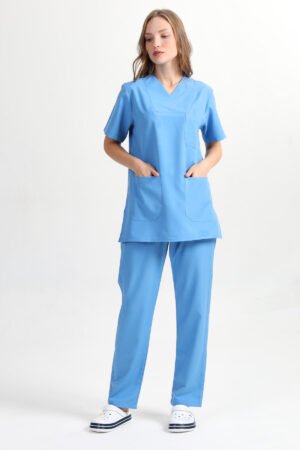 Doktor Hemşire Forması Takım MAVİ Alpaka Kumaş