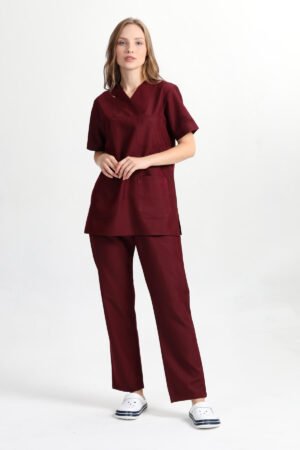 Alternative view of Doktor Hemşire Forması Takım Bordo Alpaka Kumaş