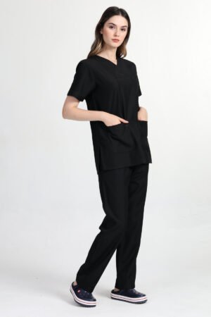 Doktor Hemşire Forması Takım Siyah Alpaka Kumaş