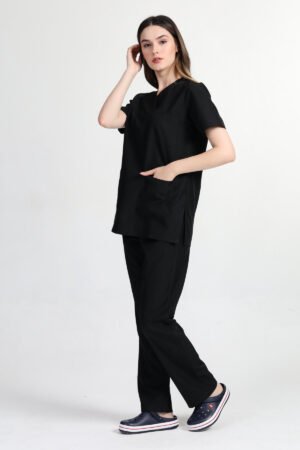 Alternative view of Doktor Hemşire Forması Takım Siyah Alpaka Kumaş