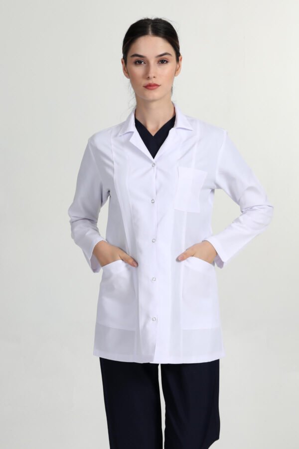 Ceket Boy Gömlek Yaka Doktor Hemşire Öğretmen Önlüğü Beyaz - Görsel 4