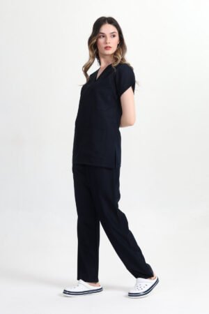 Alternative view of Doktor Hemşire Forması Takım Siyah Terikoton Kumaş