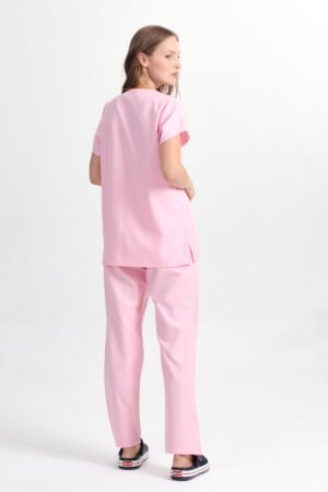 Alternative view of Doktor Hemşire Forması Scrubs Takım Pembe Alpaka
