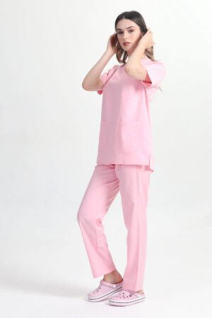 Alternative view of Zarfyaka Doktor Hemşire Forması Takım Pembe Alpaka Kumaş