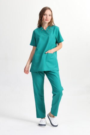 Alternative view of Doktor Hemşire Forması Takım Hastane Yeşili Alpaka Kumaş