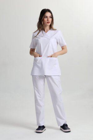 Alternative view of Doktor Hemşire Forması Takım Beyaz Alpaka Kumaş