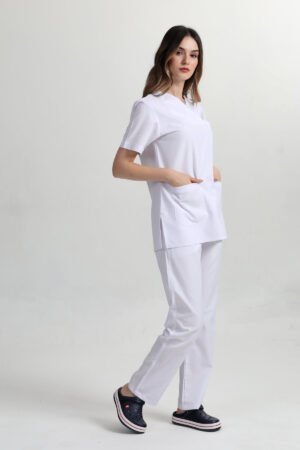 Doktor Hemşire Forması Takım Beyaz Alpaka Kumaş
