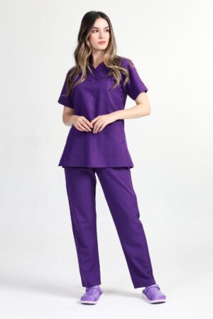 Alternative view of Doktor Hemşire Forması Takım Mor Alpaka Kumaş