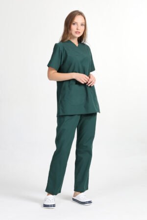 Alternative view of Doktor Hemşire Forması Takım Avcı Yeşili Terikoton Kumaş