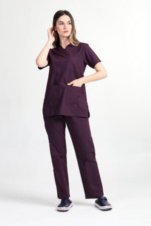 Alternative view of Doktor Hemşire Forması Takım Mürdüm Alpaka Kumaş