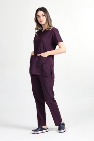 Alternative view of Doktor Hemşire Forması Takım Mürdüm Terikoton Kumaş