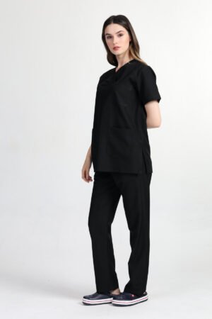 Alternative view of Doktor Hemşire Forması Takım Siyah Terikoton Kumaş