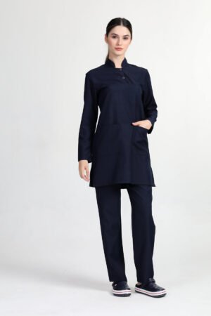 Tesettür Doktor Hemşire Forması Takım Lacivert (Alpaka Kumaş)