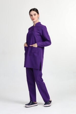 Alternative view of  Tesettür Doktor Hemşire Forması Takım Mor (Terikoton Kumaş)