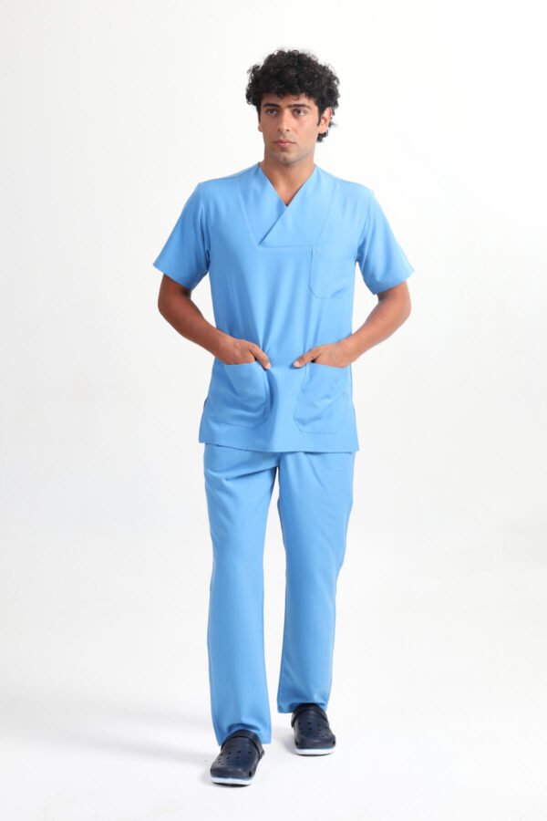 Zarfyaka Doktor Hemşire Veteriner Forması Takım Mavi (Alpaka Kumaş) - Görsel 2