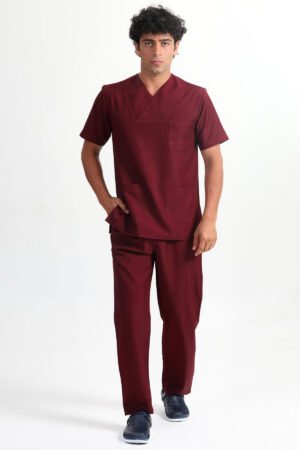 Alternative view of Zarfyaka Doktor Hemşire Veteriner Forması Takım Bordo (Alpaka Kumaş)