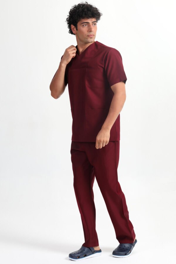 Zarfyaka Doktor Hemşire Veteriner Forması Takım Bordo (Alpaka Kumaş)
