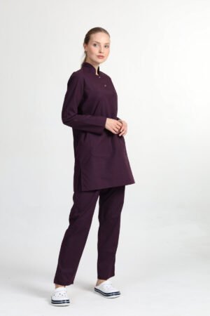 Tesettür Doktor Hemşire Forması Takım Mürdüm (Alpaka Kumaş)