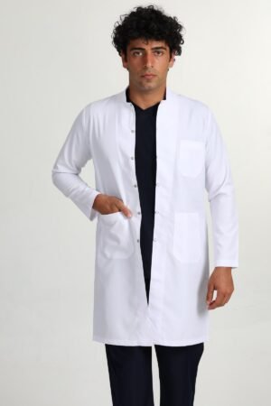 Erkek Önlük Doktor Hemşire Öğretmen Önlüğü Hakim Yaka Uzun Önlük