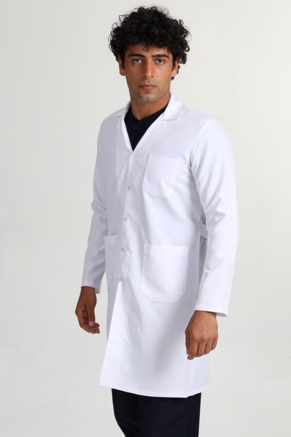 Erkek Önlük Doktor Hemşir Öğretmen Önlüğü Gömlek Yaka Uzun Önlük - Görsel 3