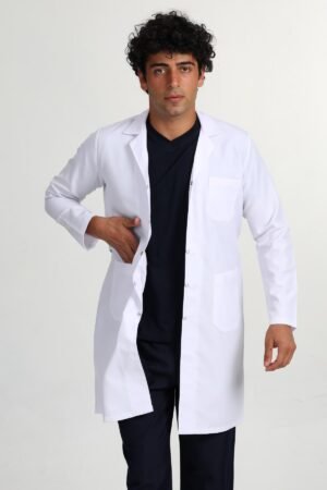 Erkek Önlük Doktor Hemşir Öğretmen Önlüğü Gömlek Yaka Uzun Önlük