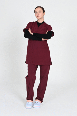 Alternative view of Tesettür Yarasa Kol Doktor Ve Hemşire Forması Scrubs Takım 75cm Bordo
