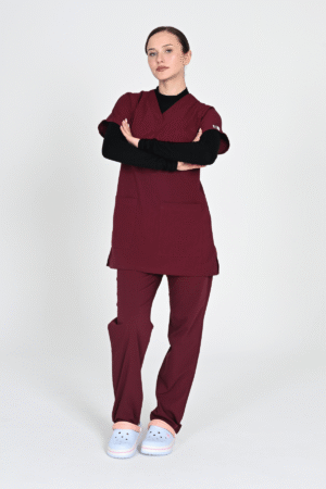 Alternative view of Tesettür Yarasa Kol Doktor Ve Hemşire Forması Scrubs Takım 75cm Bordo