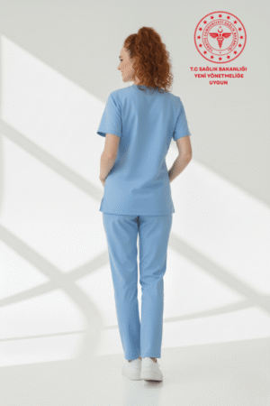 Alternative view of Doktor Forması Scrubs Likralı Takım Sağlık Bakanlığı Uyumlu Alaskan Blue
