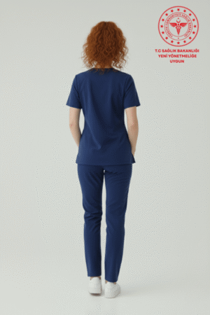 Alternative view of Hemşire Forması Scrubs Likralı Takım Sağlık Bakanlığı Uyumlu-Patriot Blue